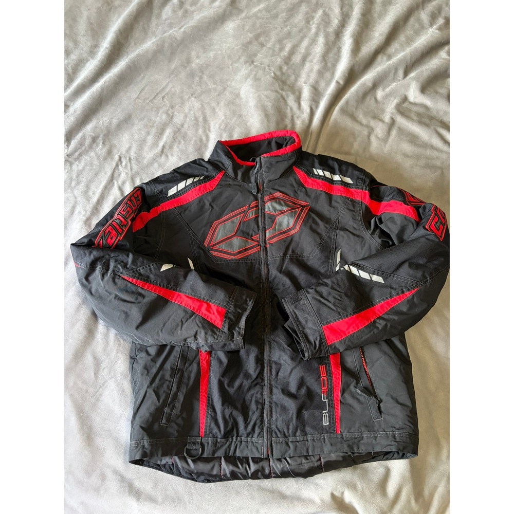 Castle X Blade Snowmobile Jacket Mens Large Black Red Insulated Racing Coat